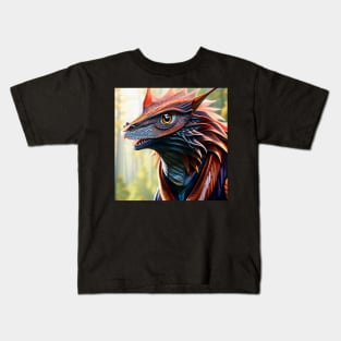 Scaled Blue and Red Jungle Dragon Kids T-Shirt